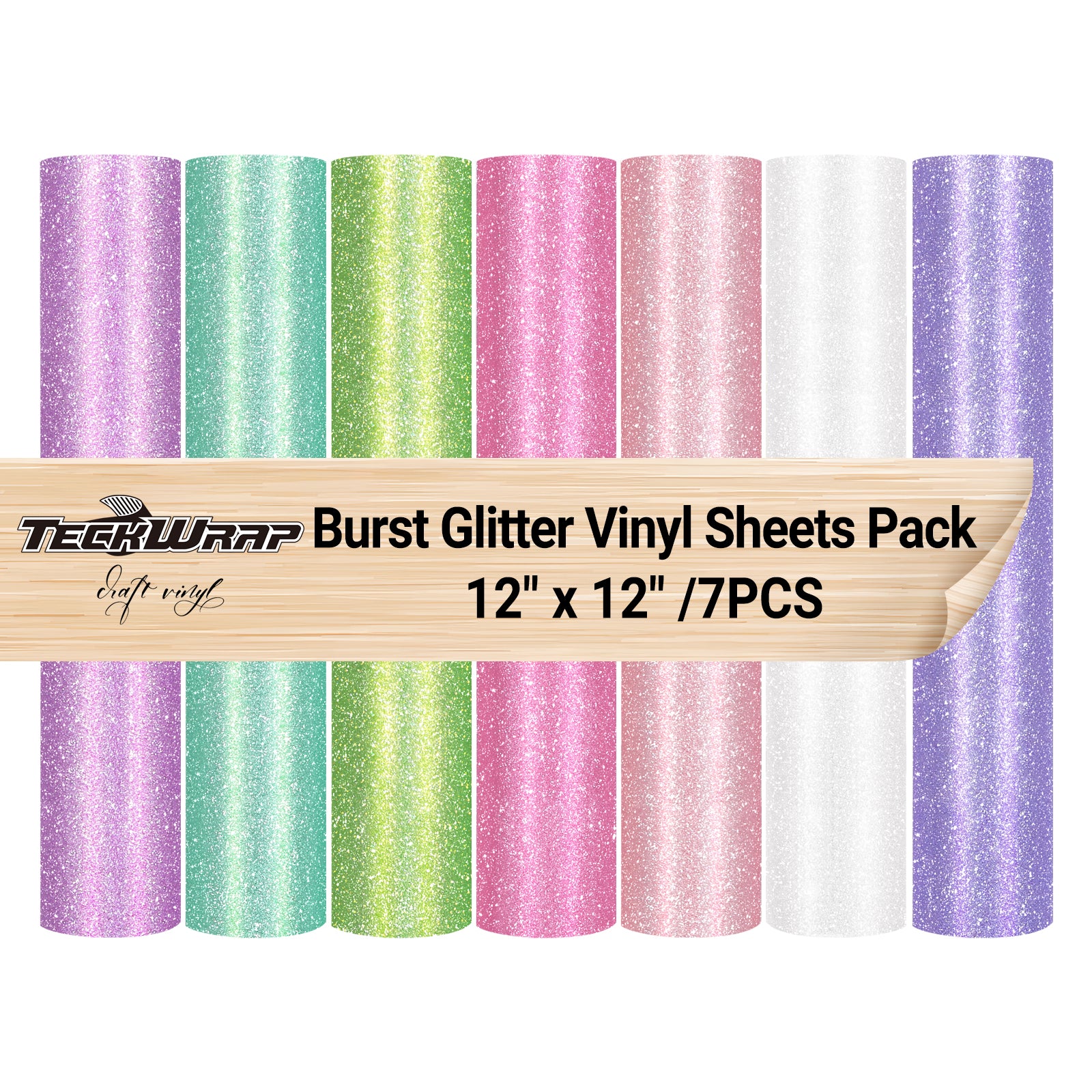 Burst Glitter Vinyl Blätter Pack (7 Stück)