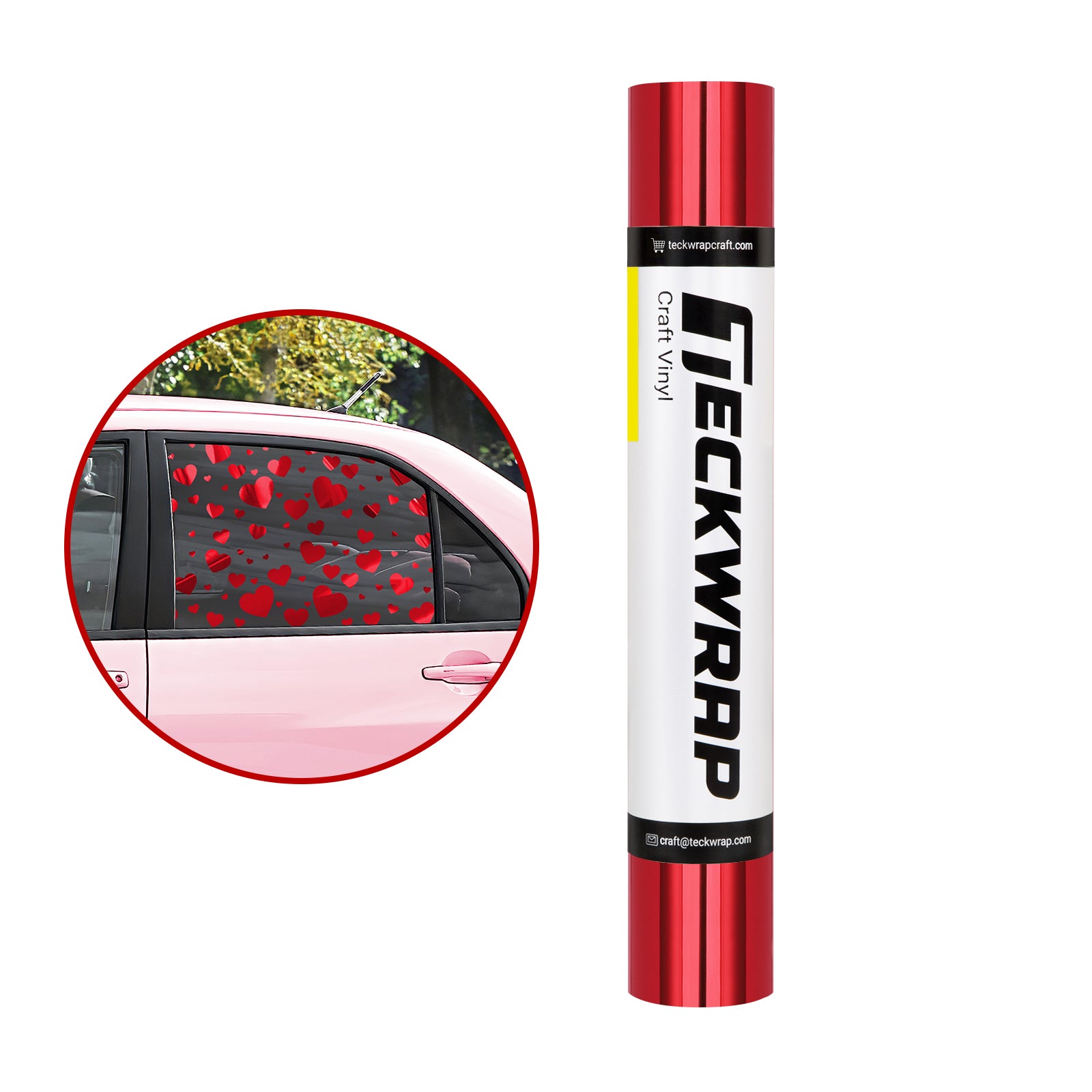 Red bubble free mirror chrome adhesive vinyl, 12 inch wide