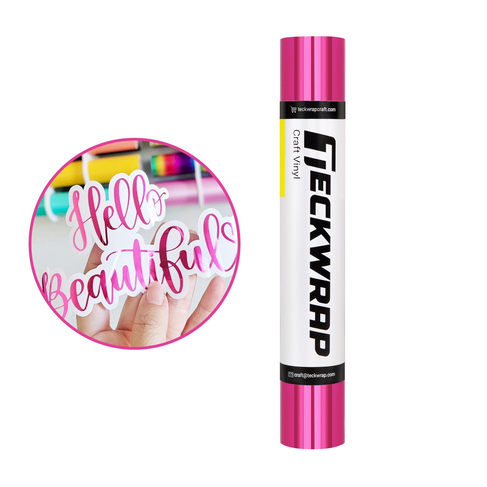 Royal Pink bubble free mirror chrome adhesive vinyl, 12 inch wide