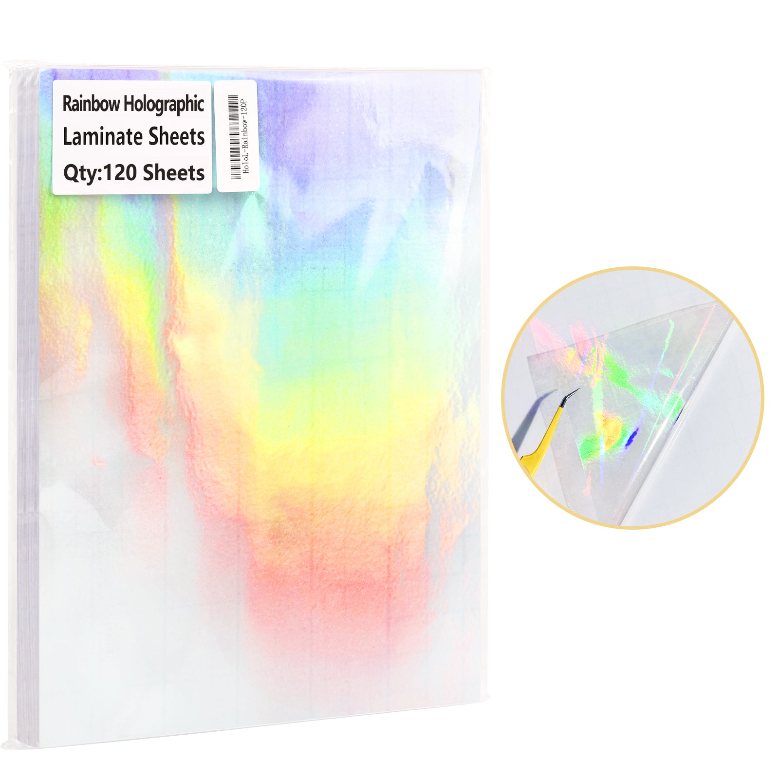 Rainbow laminate sheets, A4 self-adhesive pack of 120 sheets
