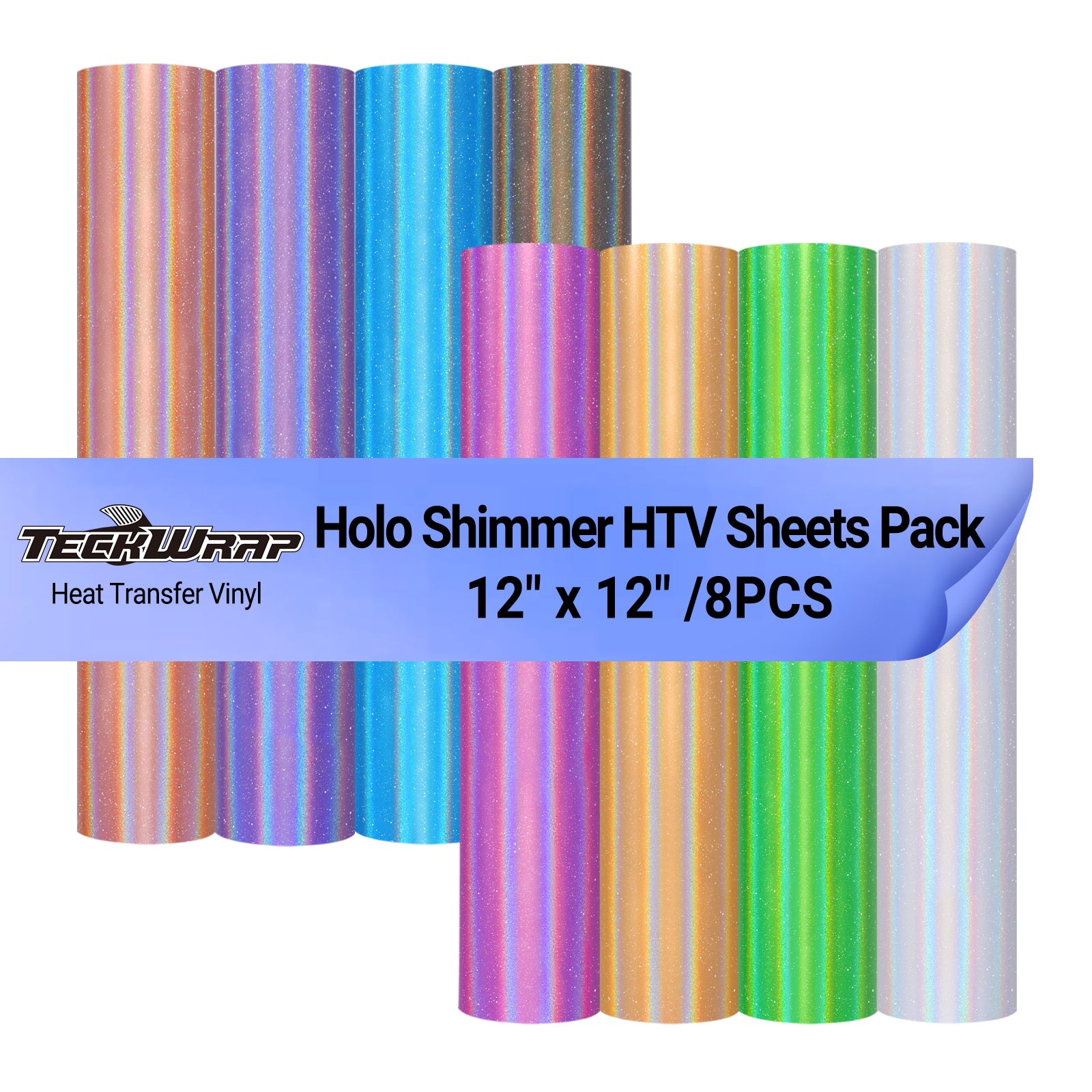 Holographische Shimmer HTV-Blätter Pack (8 Stück) 
