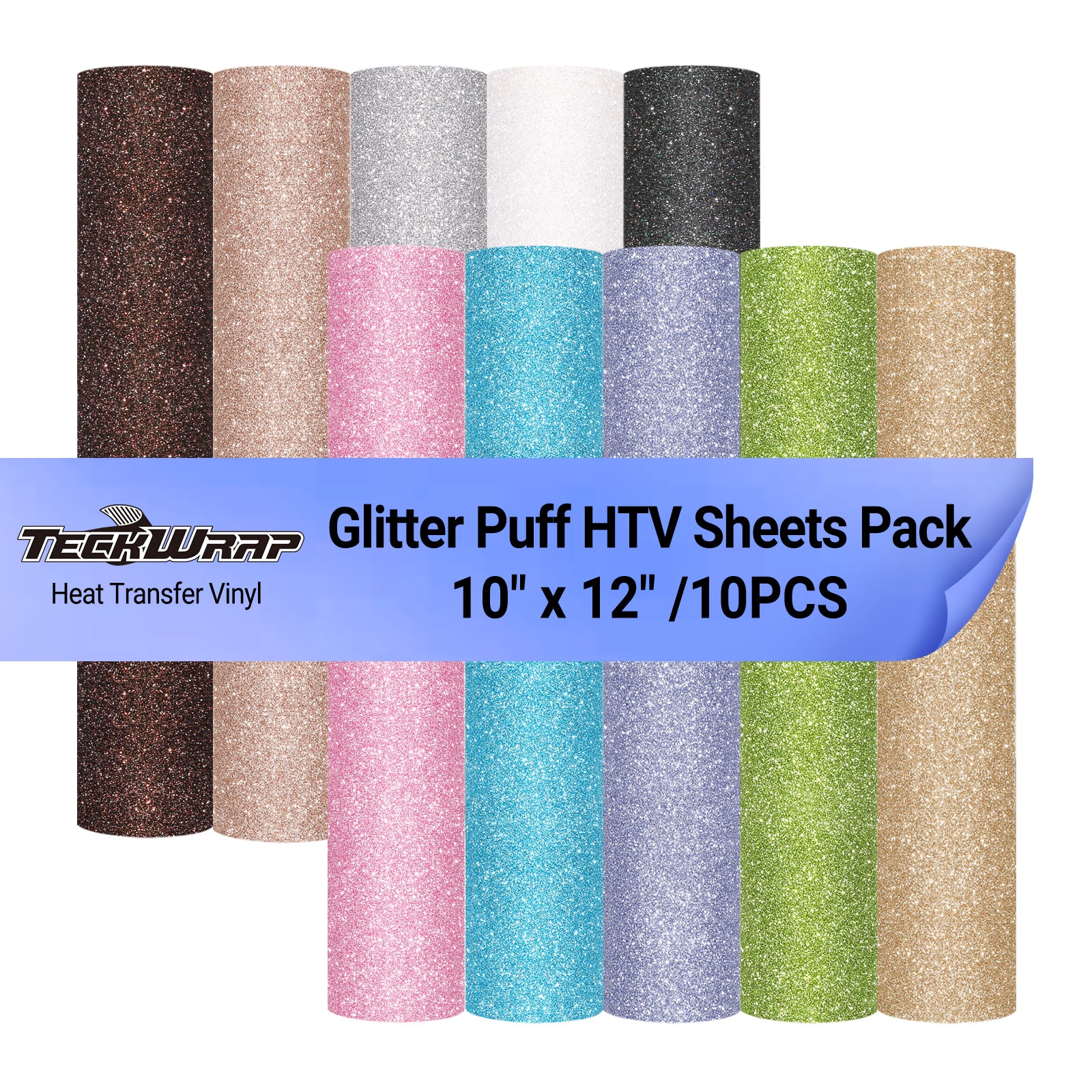 Glitter Puff HTV Blätter Pack (10 Stück) 